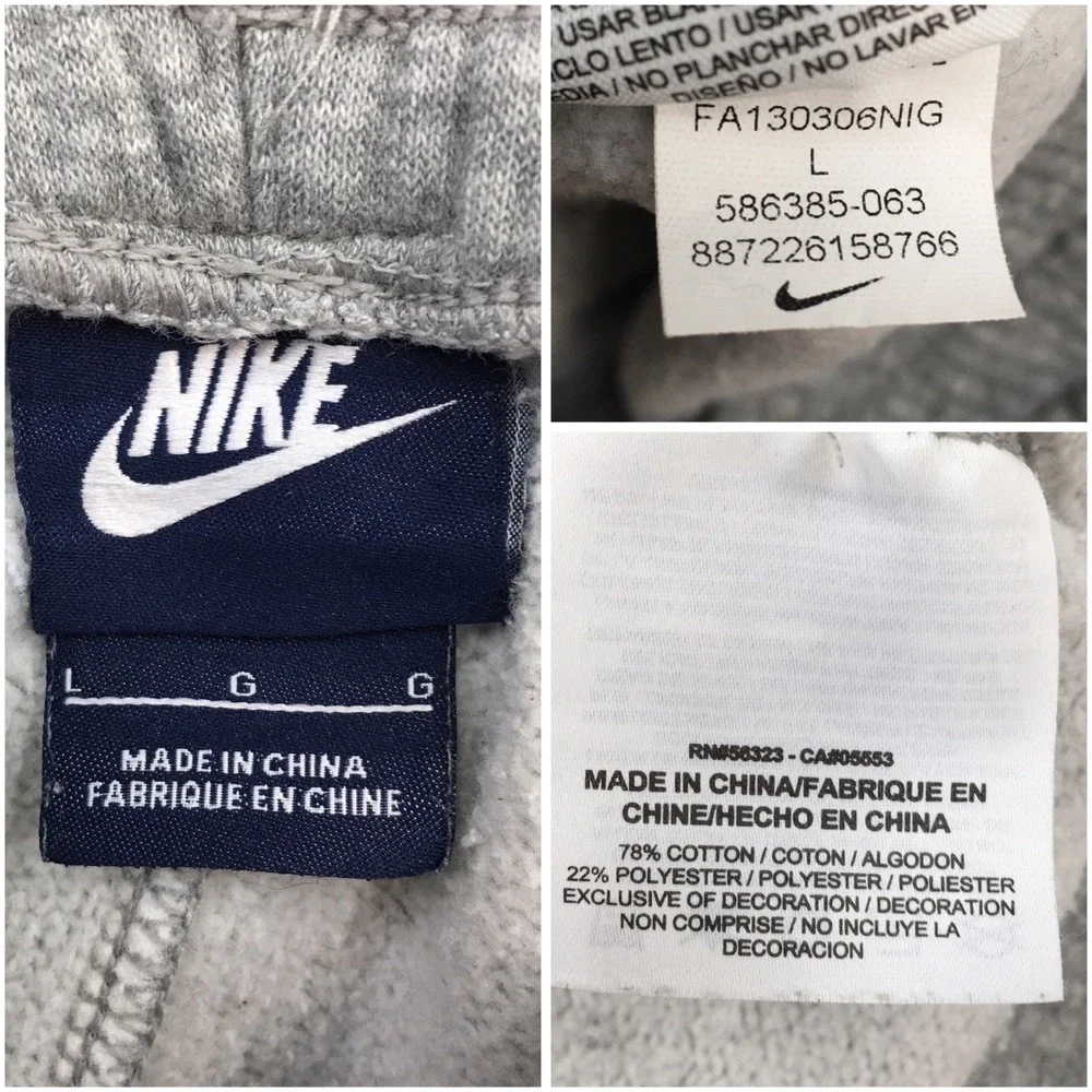 Nike Mens Y2K Cargo Sweatpants Gray Fleece Drawstring Casual Loose Baggy Large